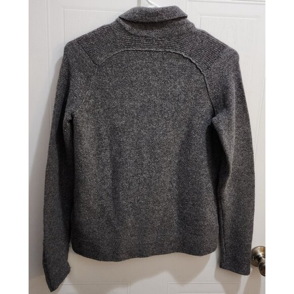 J Crew Women's Size S Full Zip Cardigan Sweater Gray Merino Wool Metallic 32804 - Picture 9 of 11